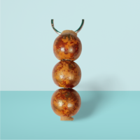 Tan and Bronze Hand Painted Wooden Fidget Keychain