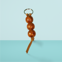 Tan and Bronze Hand Painted Wooden Fidget Keychain