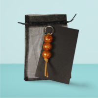 Tan and Bronze Hand Painted Wooden Fidget Keychain