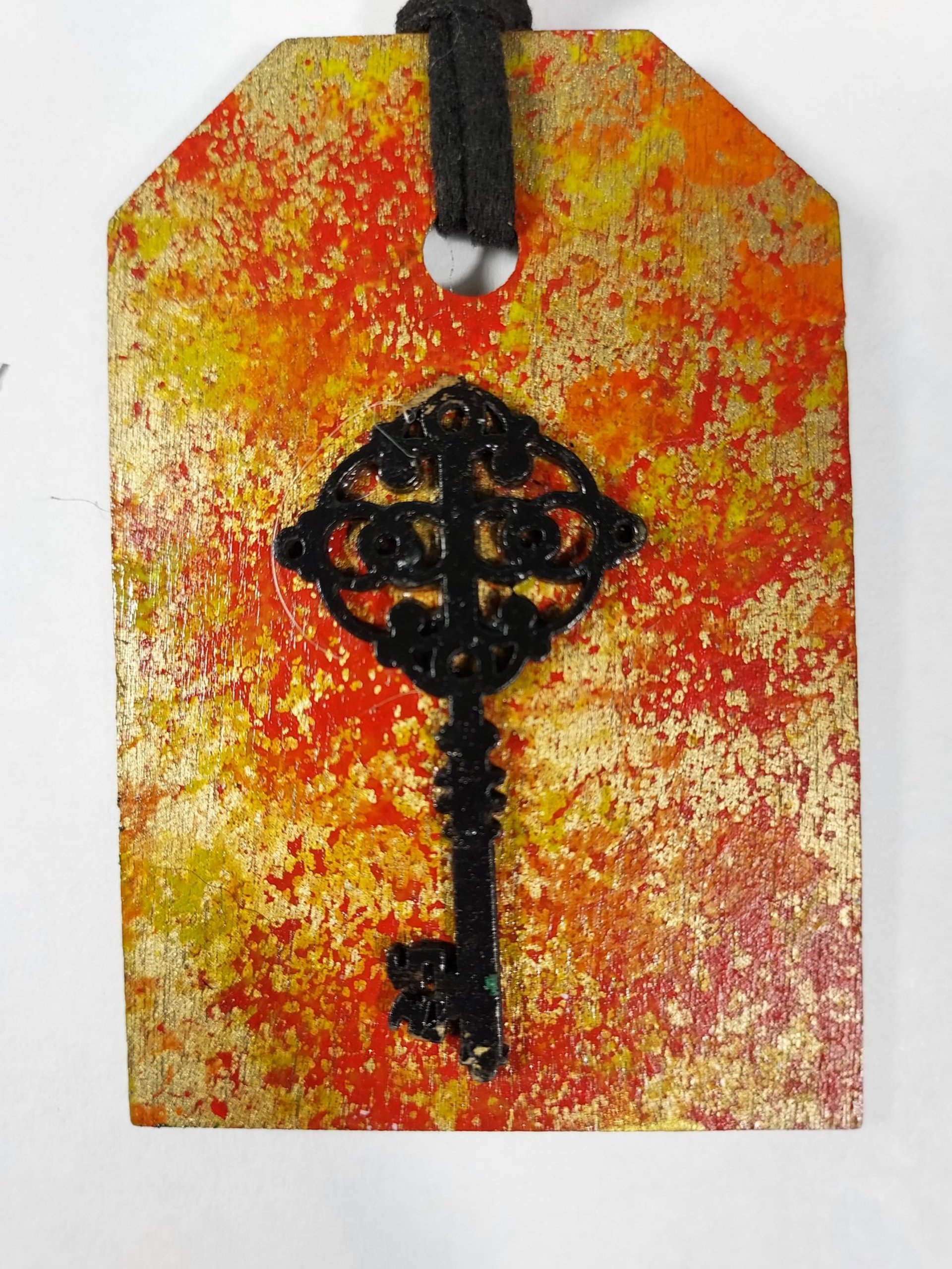 Black Key Handpainted Wooden Keychain